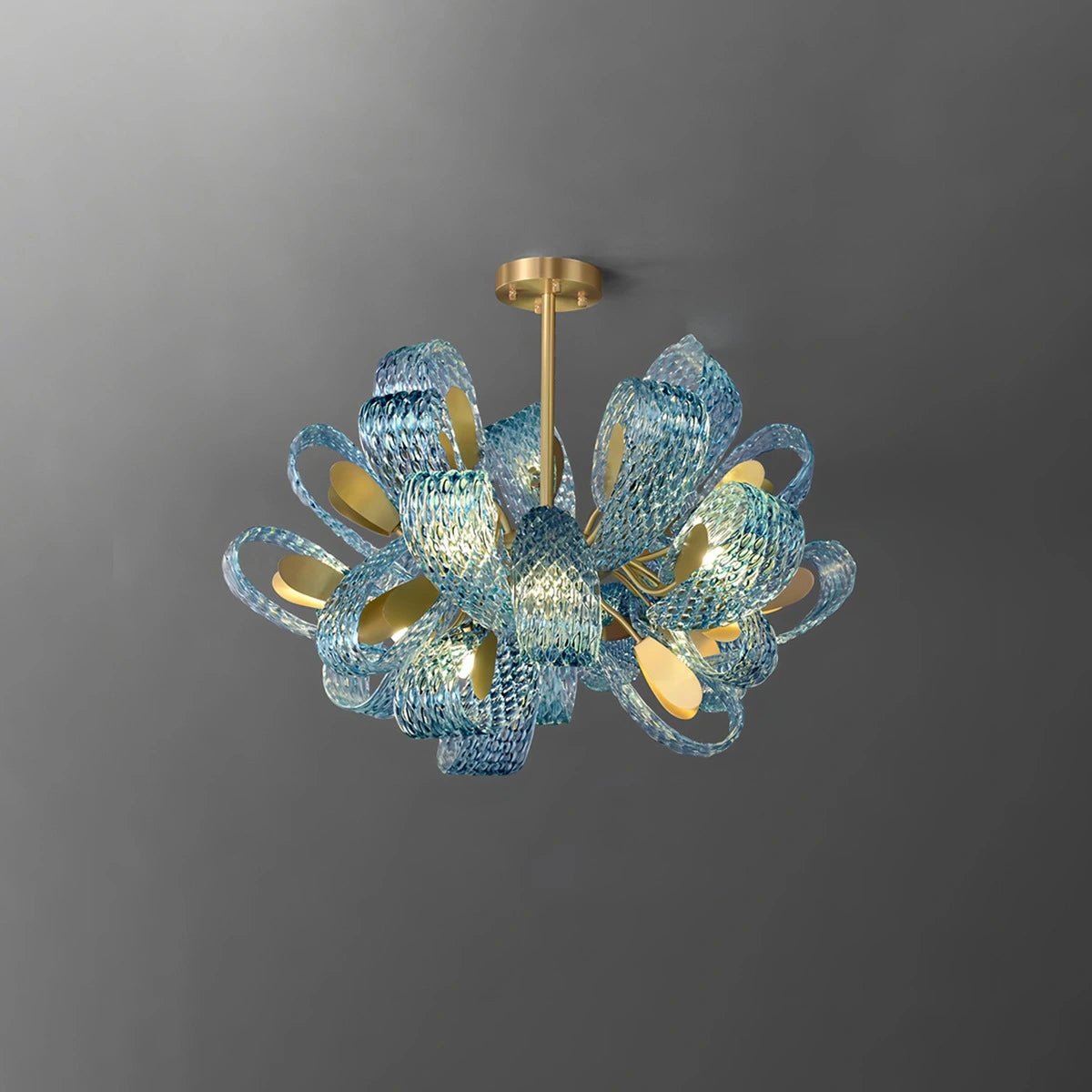Antizer Peacock Blue Art Glass Chandelier for Dining Room