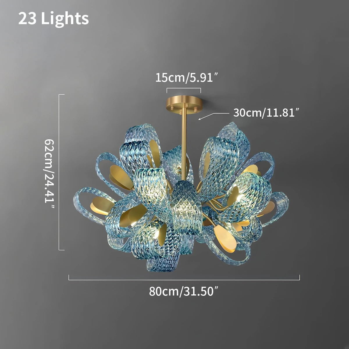 Antizer Peacock Blue Art Glass Chandelier for Dining Room