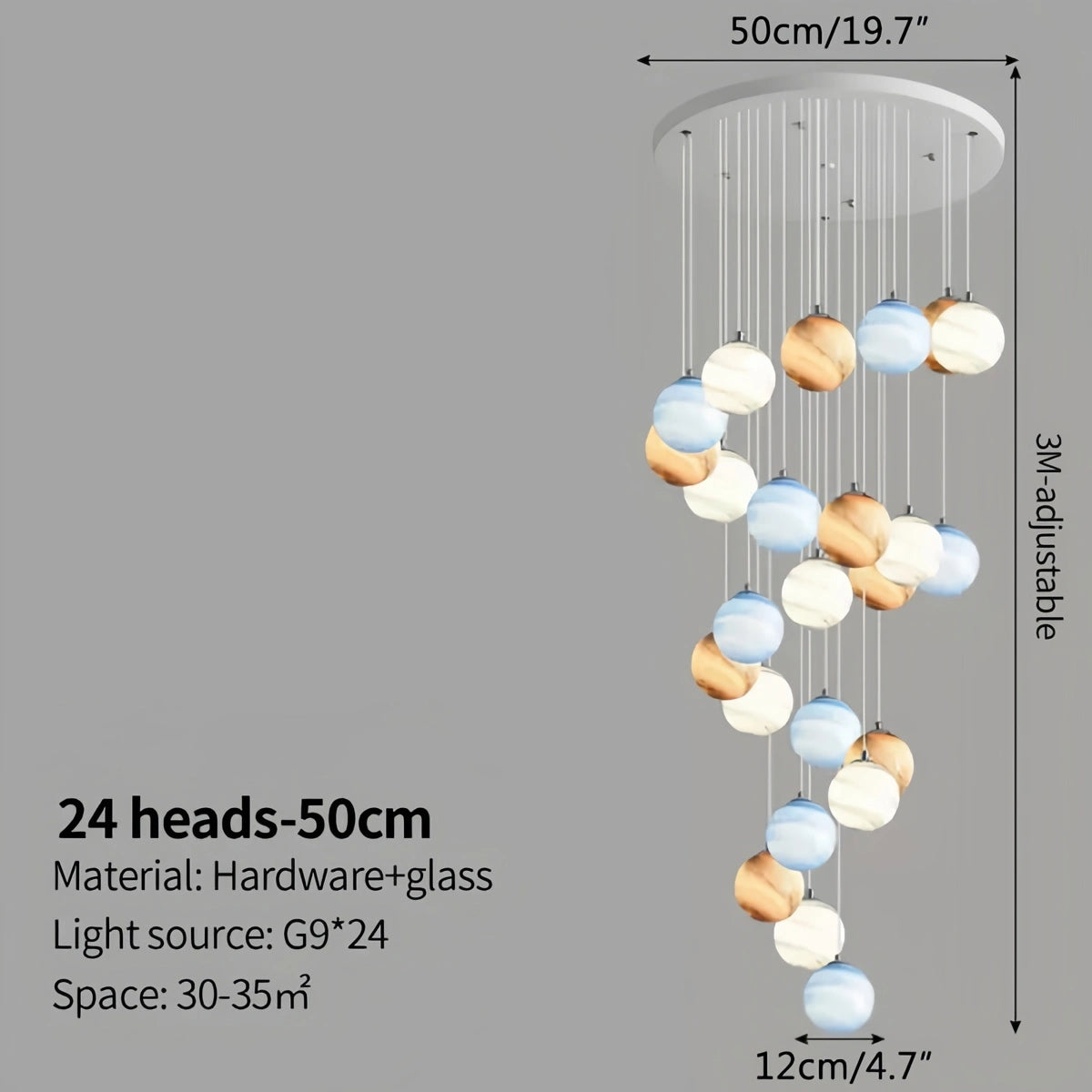 Antizer Modern Attic 3D Moon Celestial Chandelier
