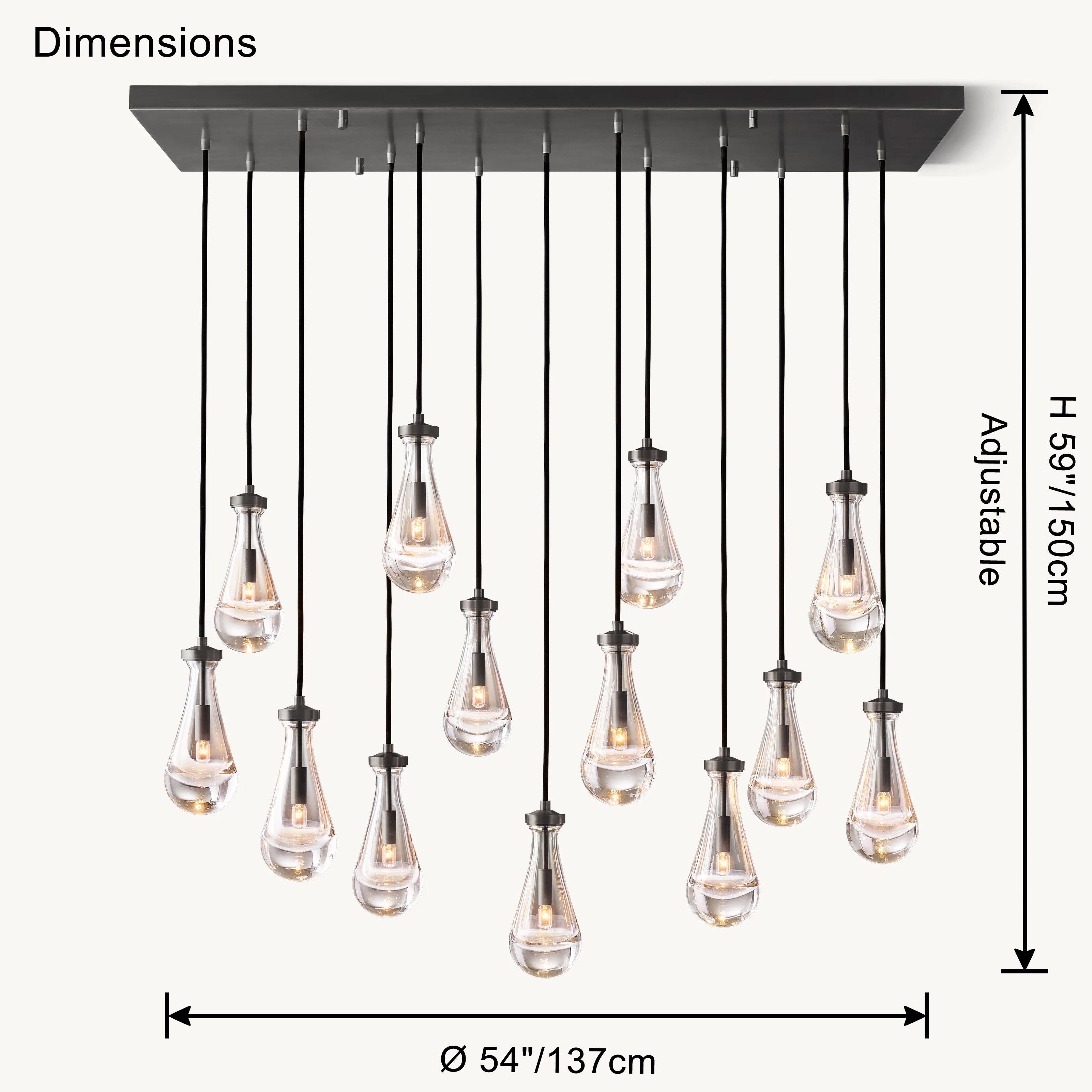 Antizer Rectangular Raindrop Glass Chandelier