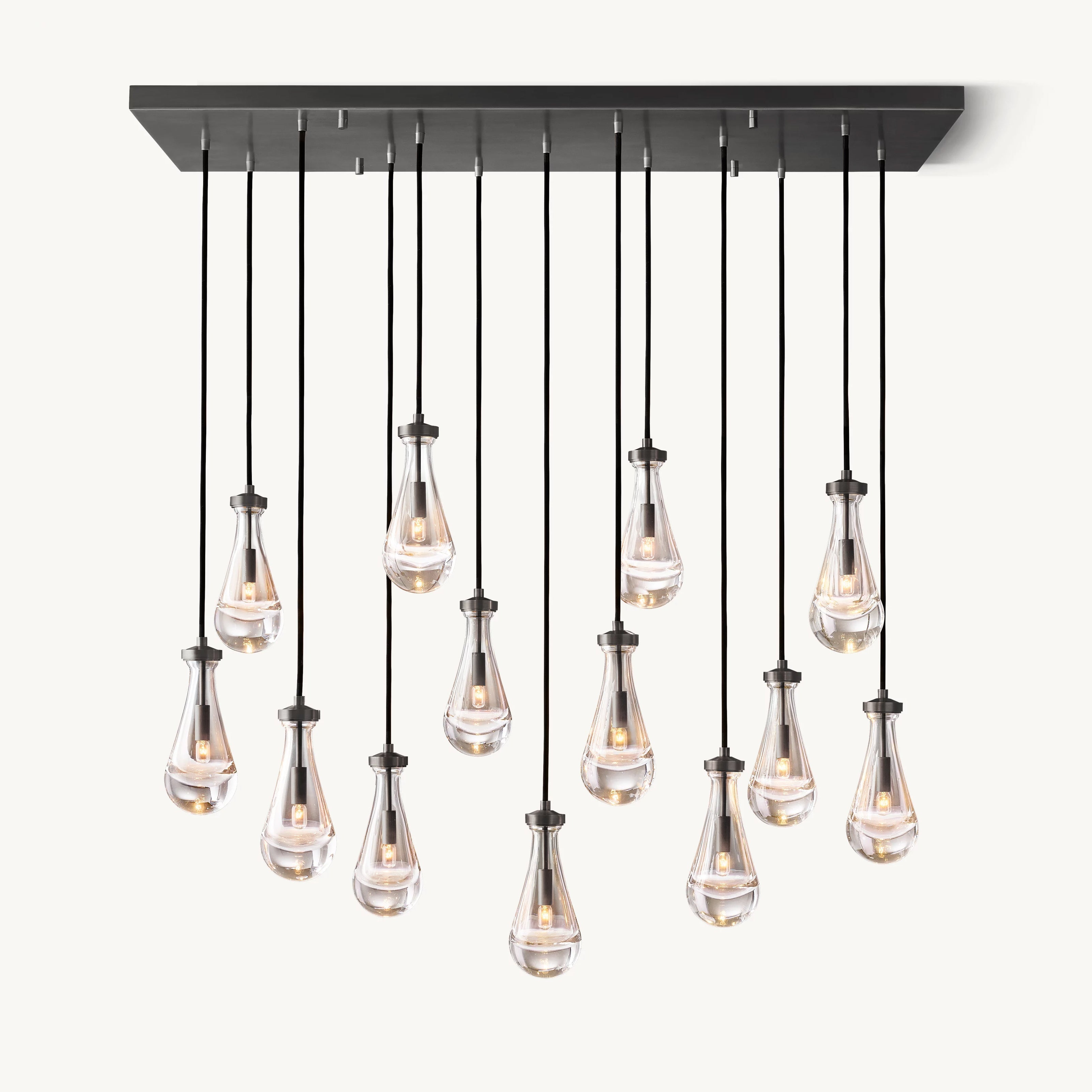 Antizer Rectangular Raindrop Glass Chandelier