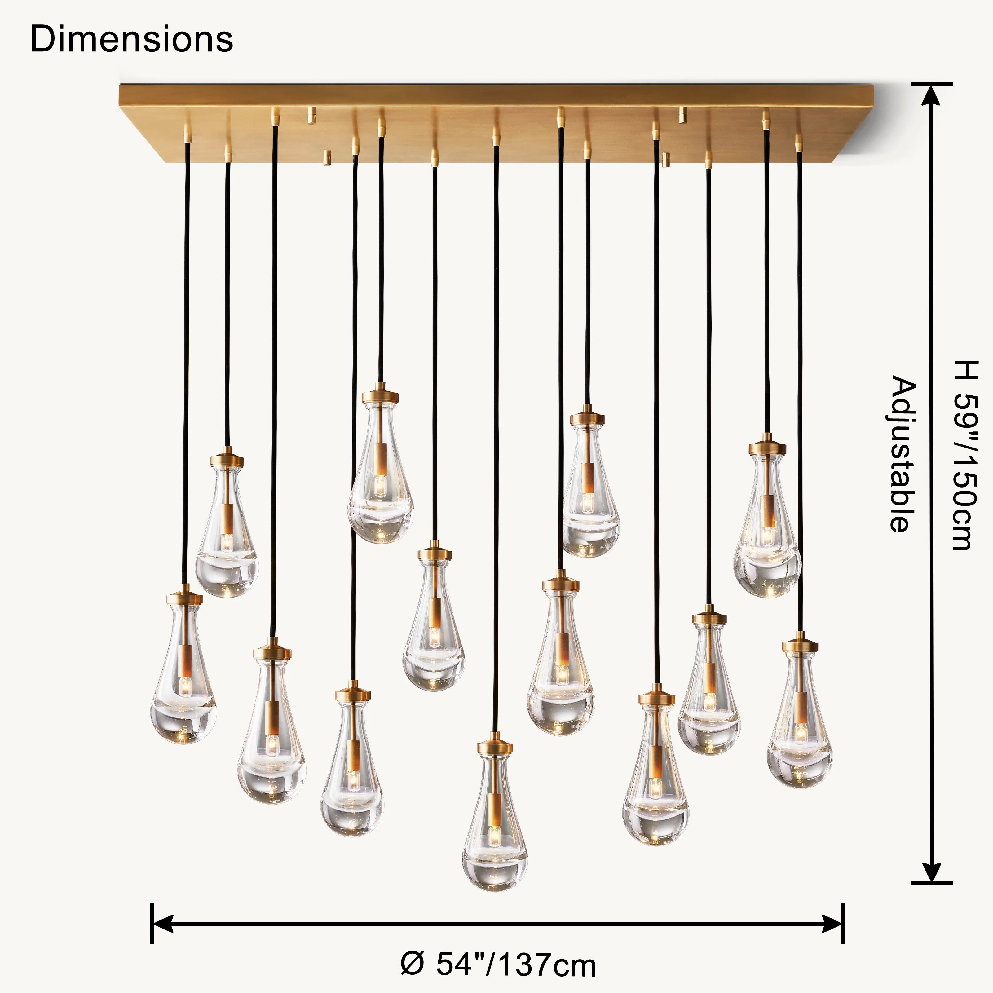 Antizer Rectangular Raindrop Glass Chandelier