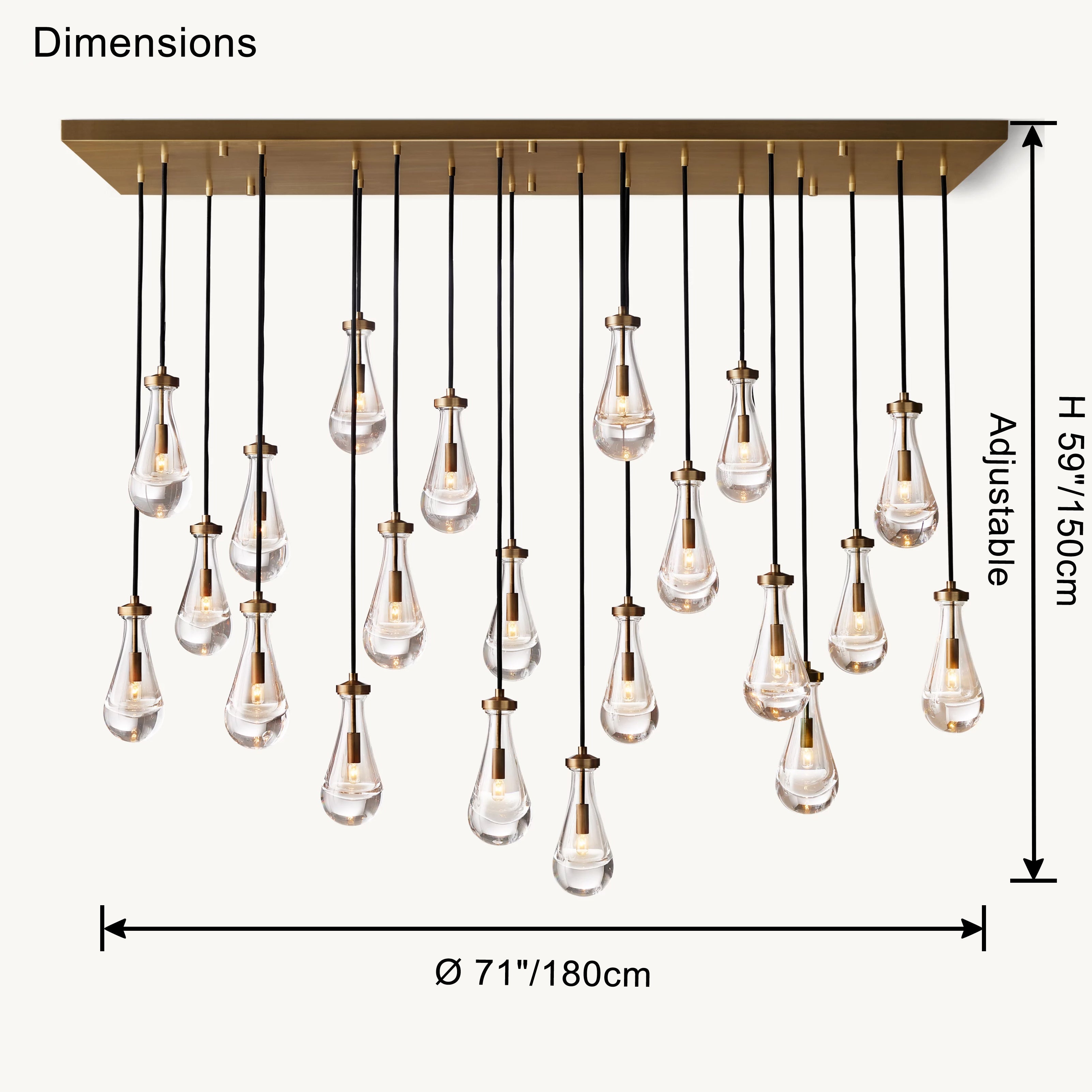 Antizer Rectangular Raindrop Glass Chandelier