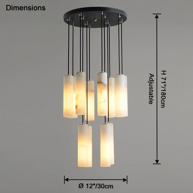 Antizer Modern Cylinder Alabaster Staircase Chandelier