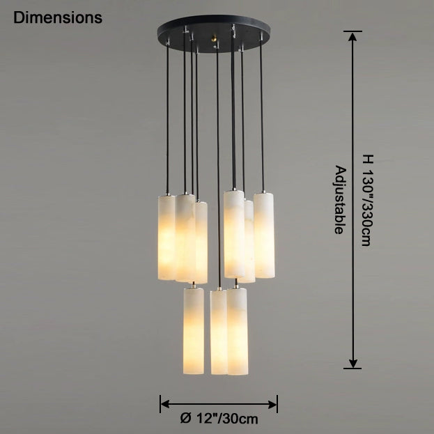 Antizer Modern Cylinder Alabaster Staircase Chandelier