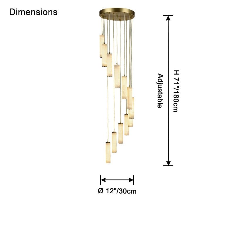 Antizer Modern Cylinder Alabaster Staircase Chandelier