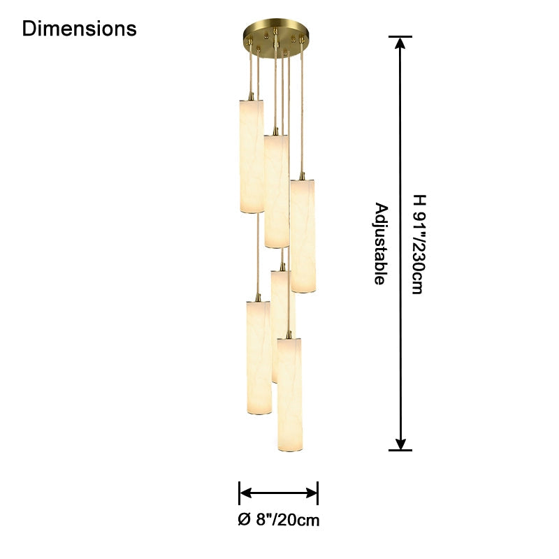 Antizer Modern Cylinder Alabaster Staircase Chandelier