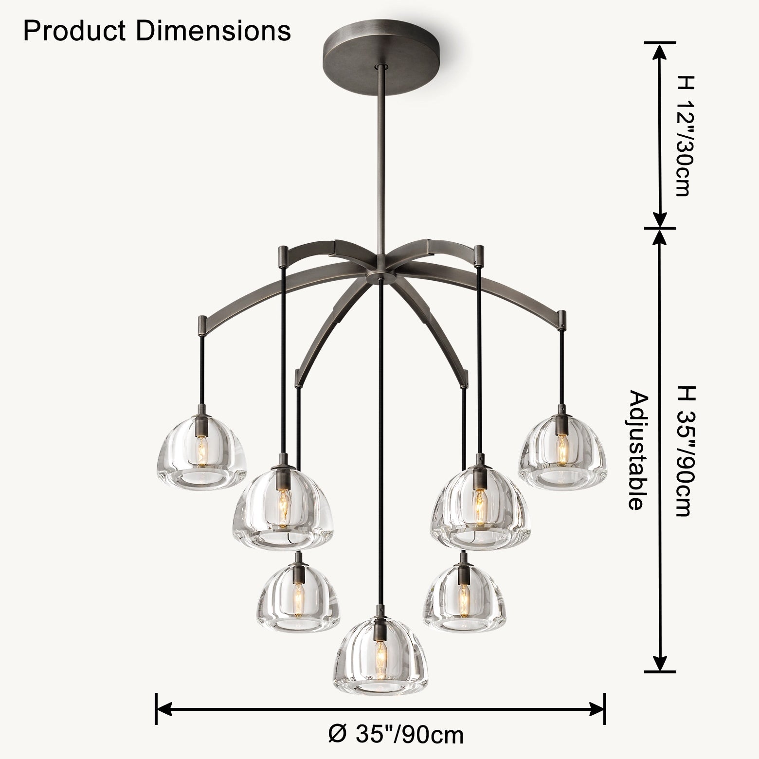 Antizer Modern Branch Hemisphere Round Glass Chandelier
