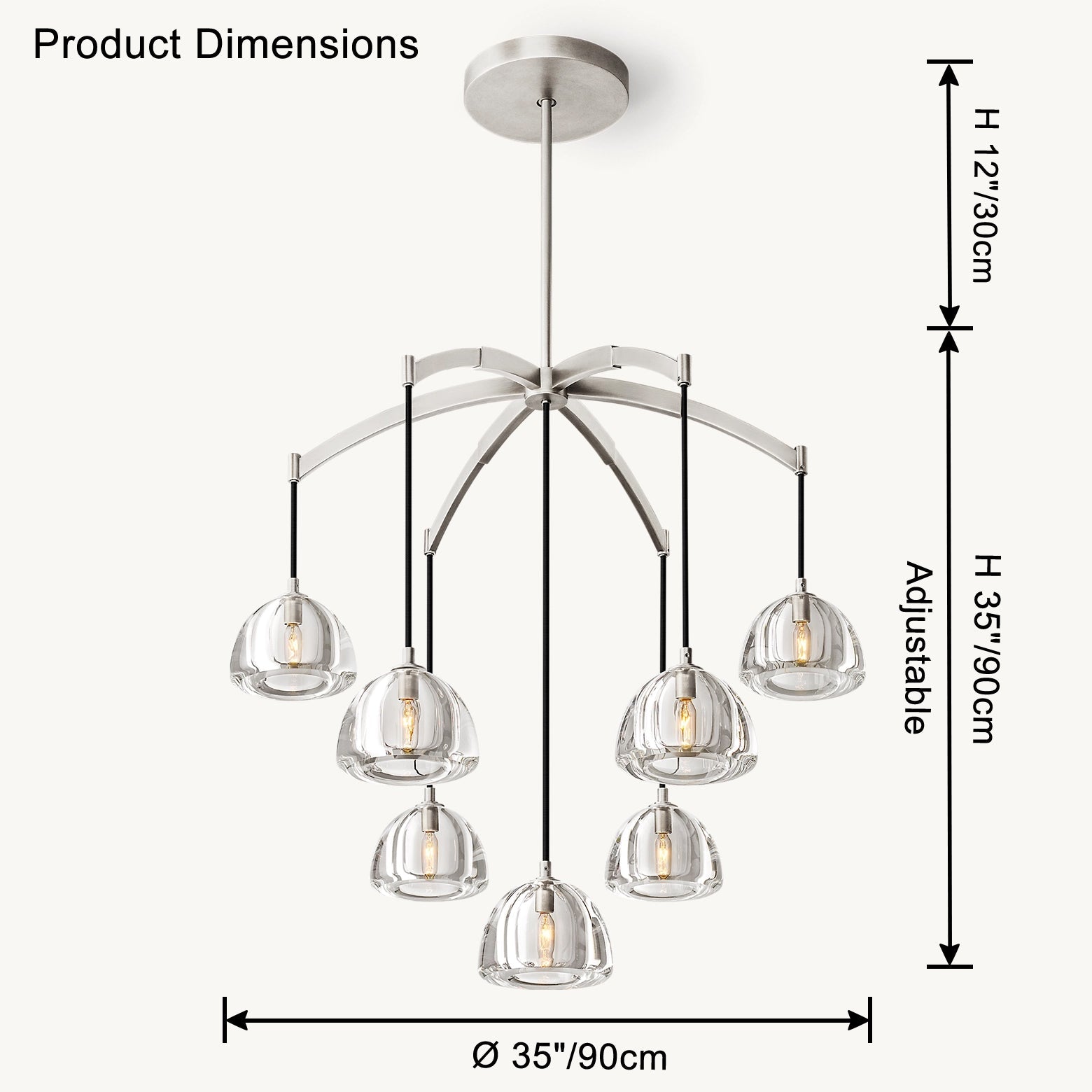 Antizer Modern Branch Hemisphere Round Glass Chandelier
