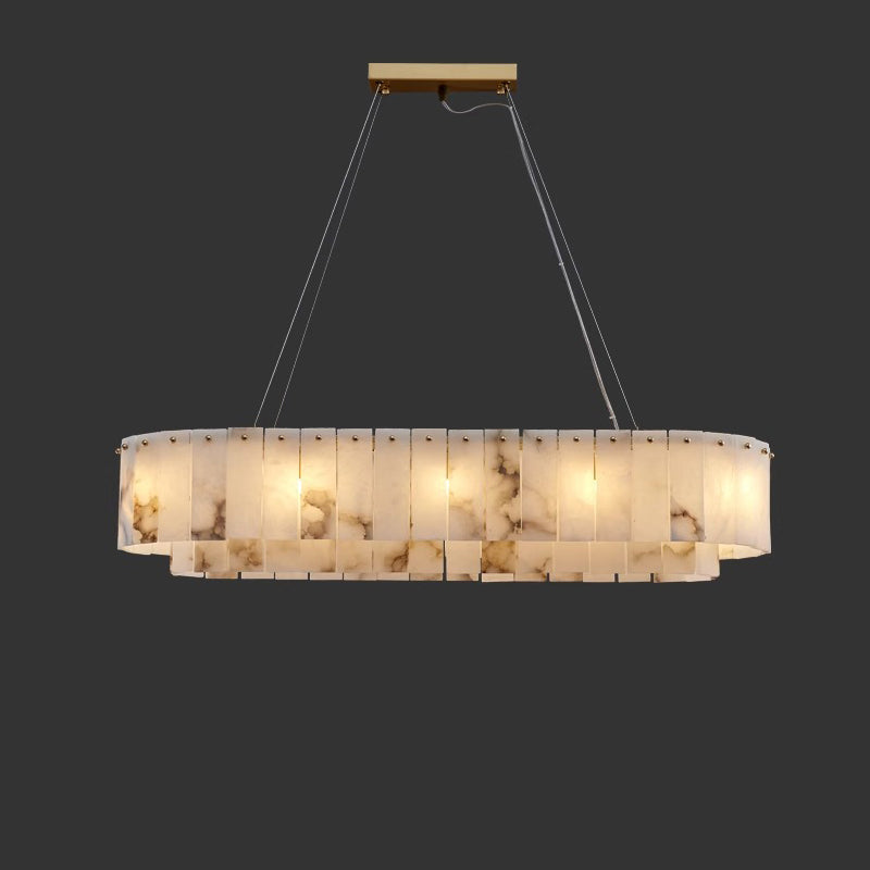 Antizer Modern Oval Linear Alabaster Chandelier