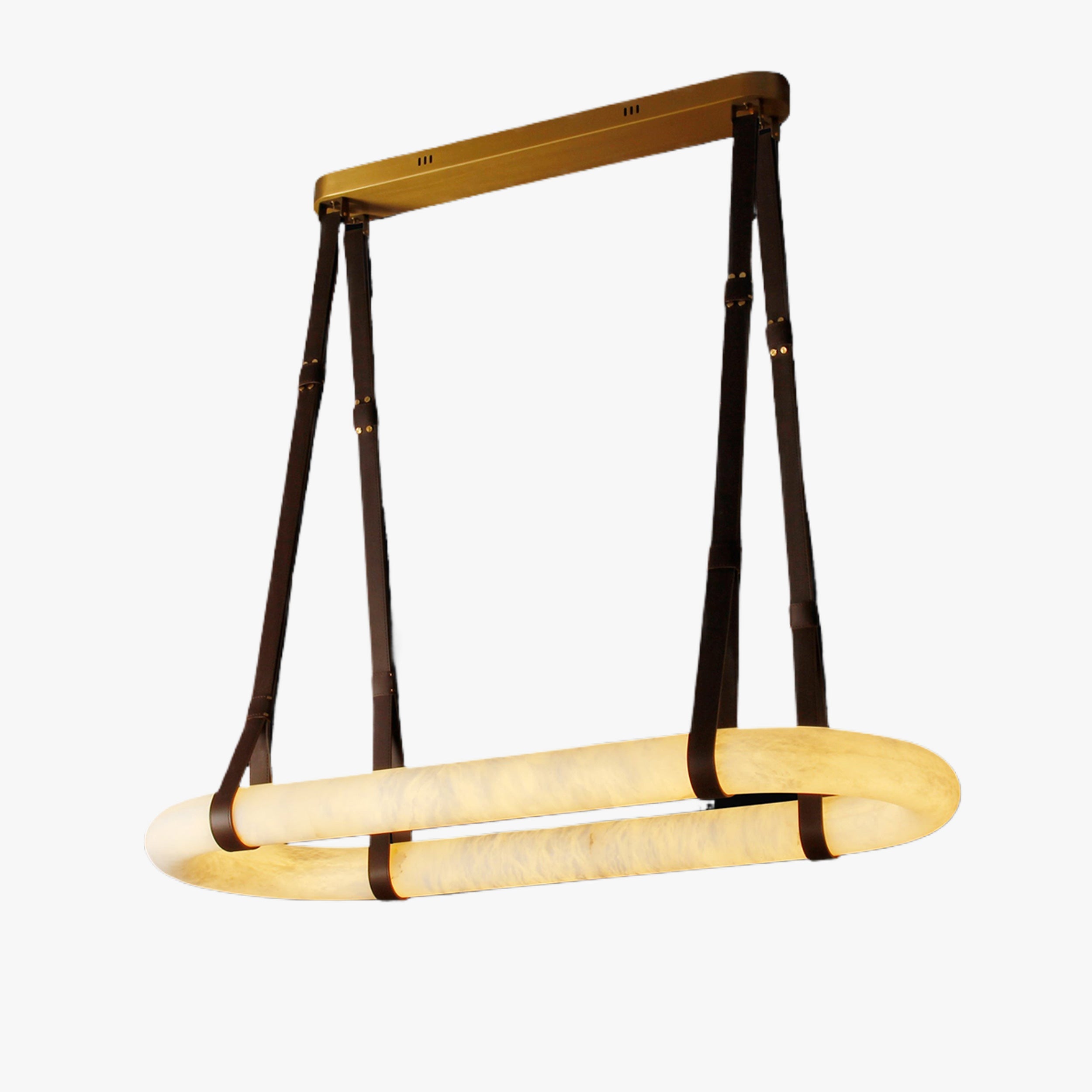 Antizer Luxury Leather Oval Alabaster Chandelier