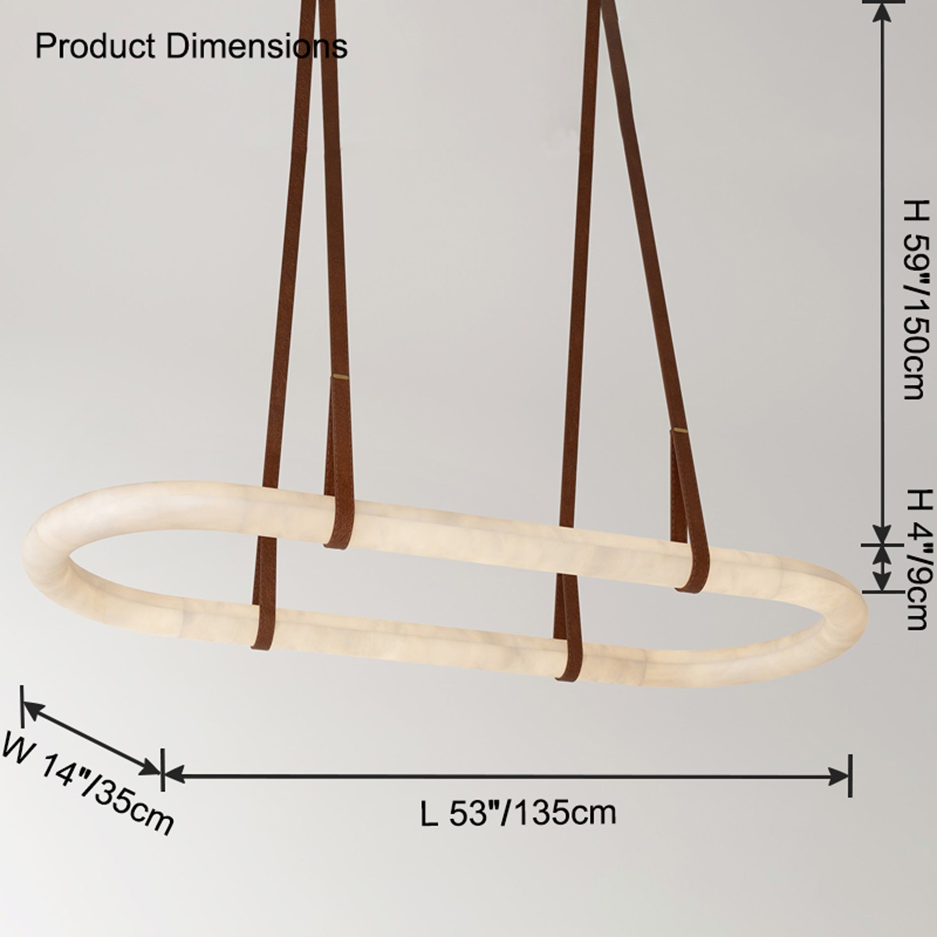 Antizer Luxury Leather Oval Alabaster Chandelier