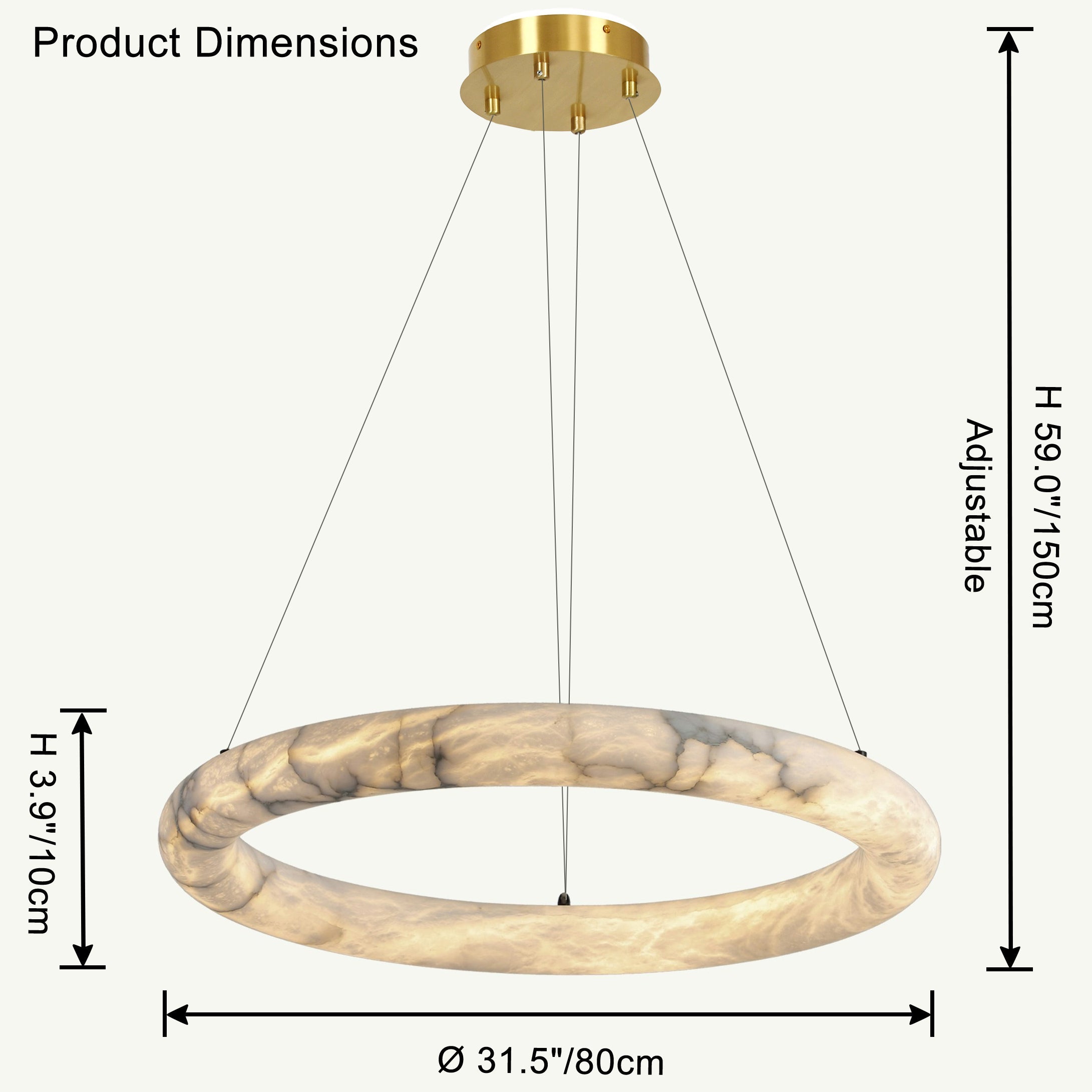 Antizer Luxury Leather Circular Alabaster Chandelier