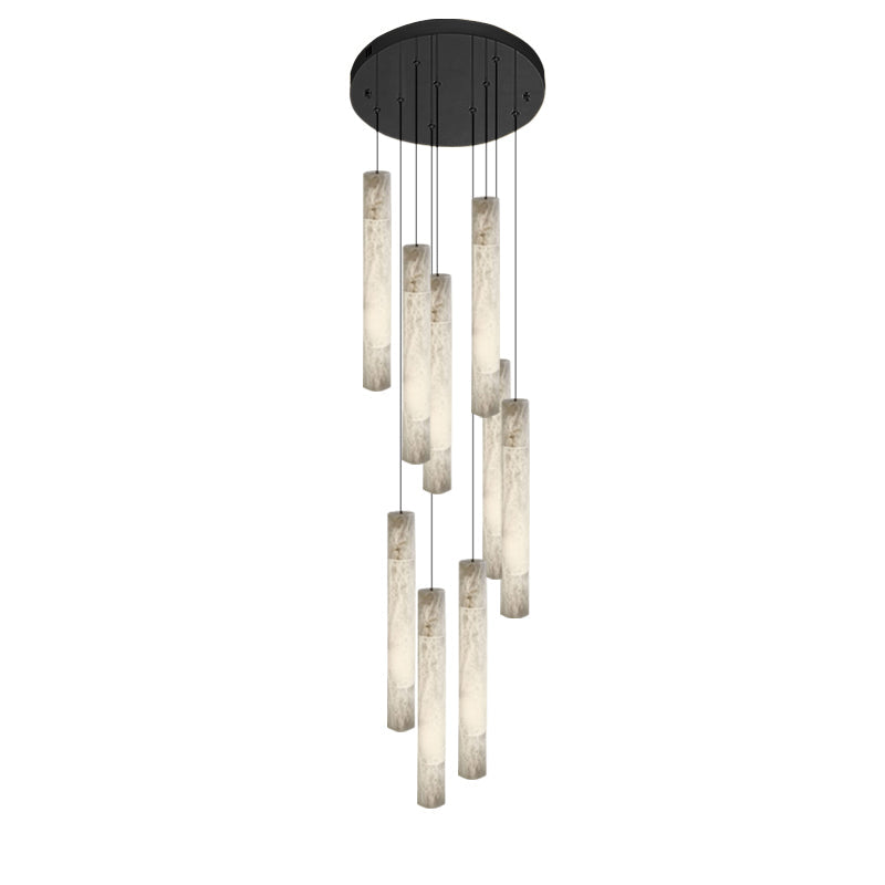 Antizer Modern Alabaster Tube Staircase Chandelier