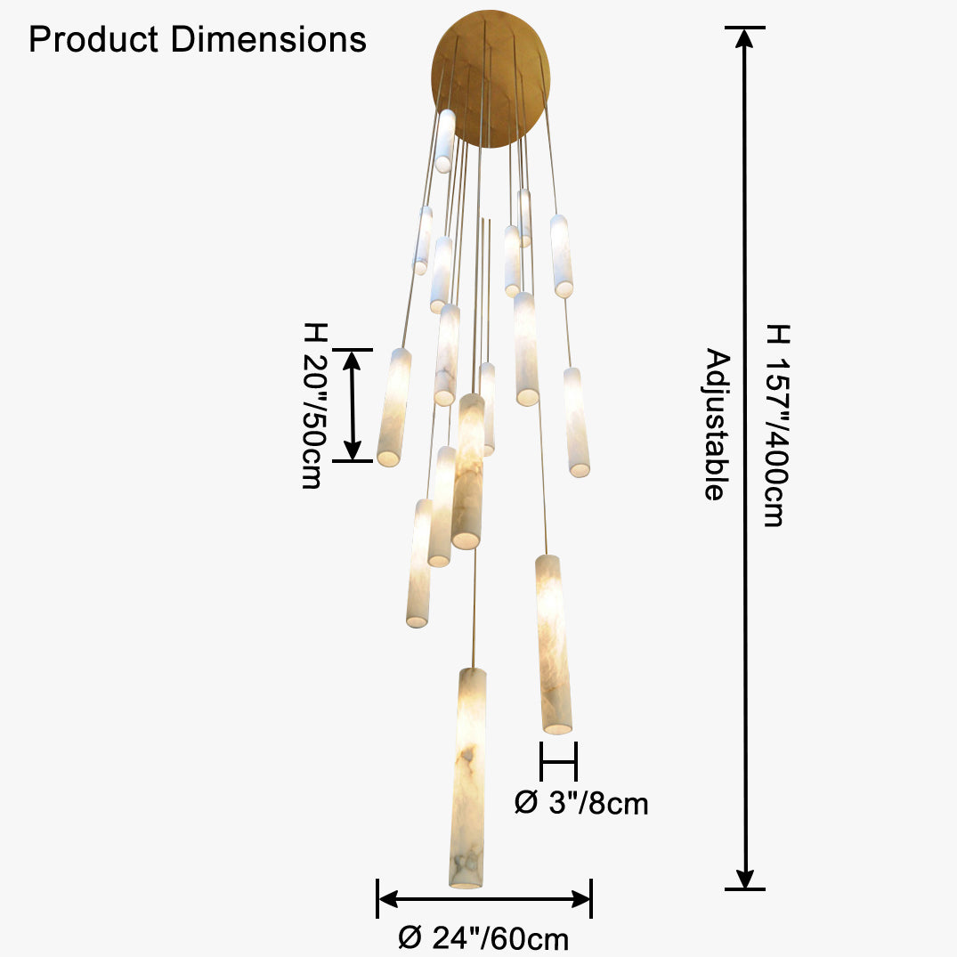 Antizer Modern Alabaster Tube Staircase Chandelier