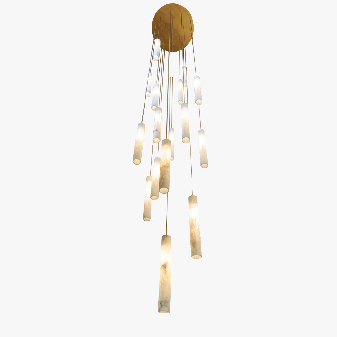 Antizer Modern Alabaster Tube Staircase Chandelier