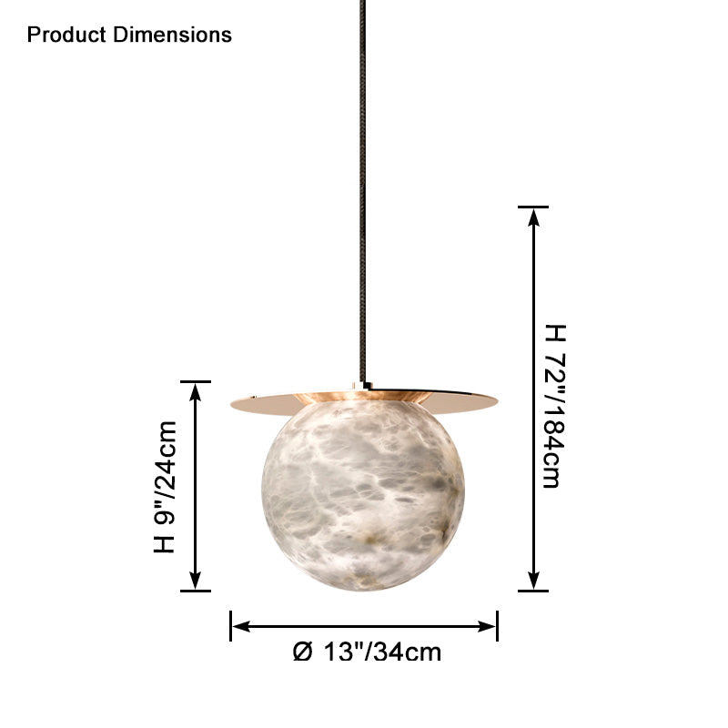 Antizer Alabaster Globe Disc Pendant Light