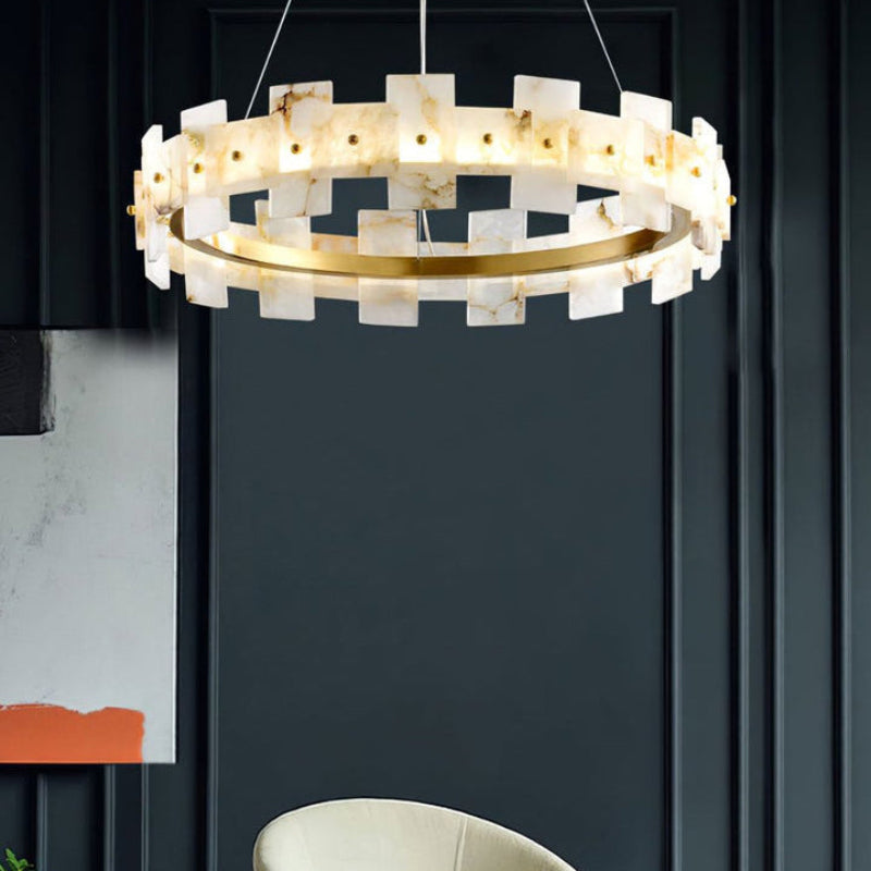 Antizer Modern Luxury Tiered Alabaster Chandelier