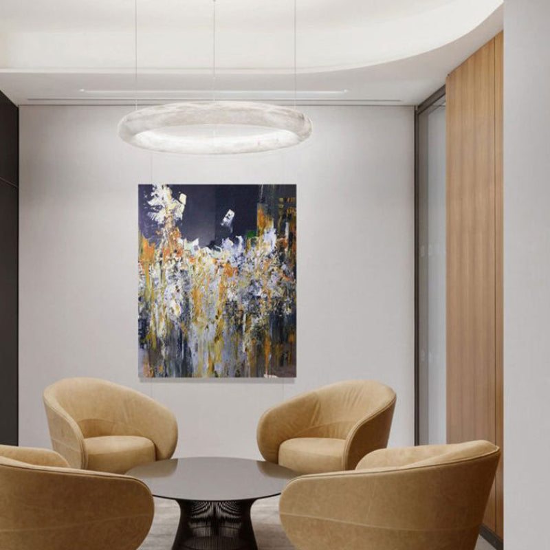Antizer Modern Alabaster Circle LED Chandelier