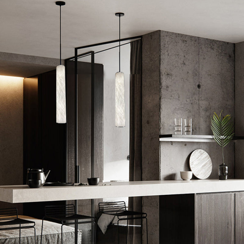 Antizer Minimalist Alabaster Tube Pendant Light