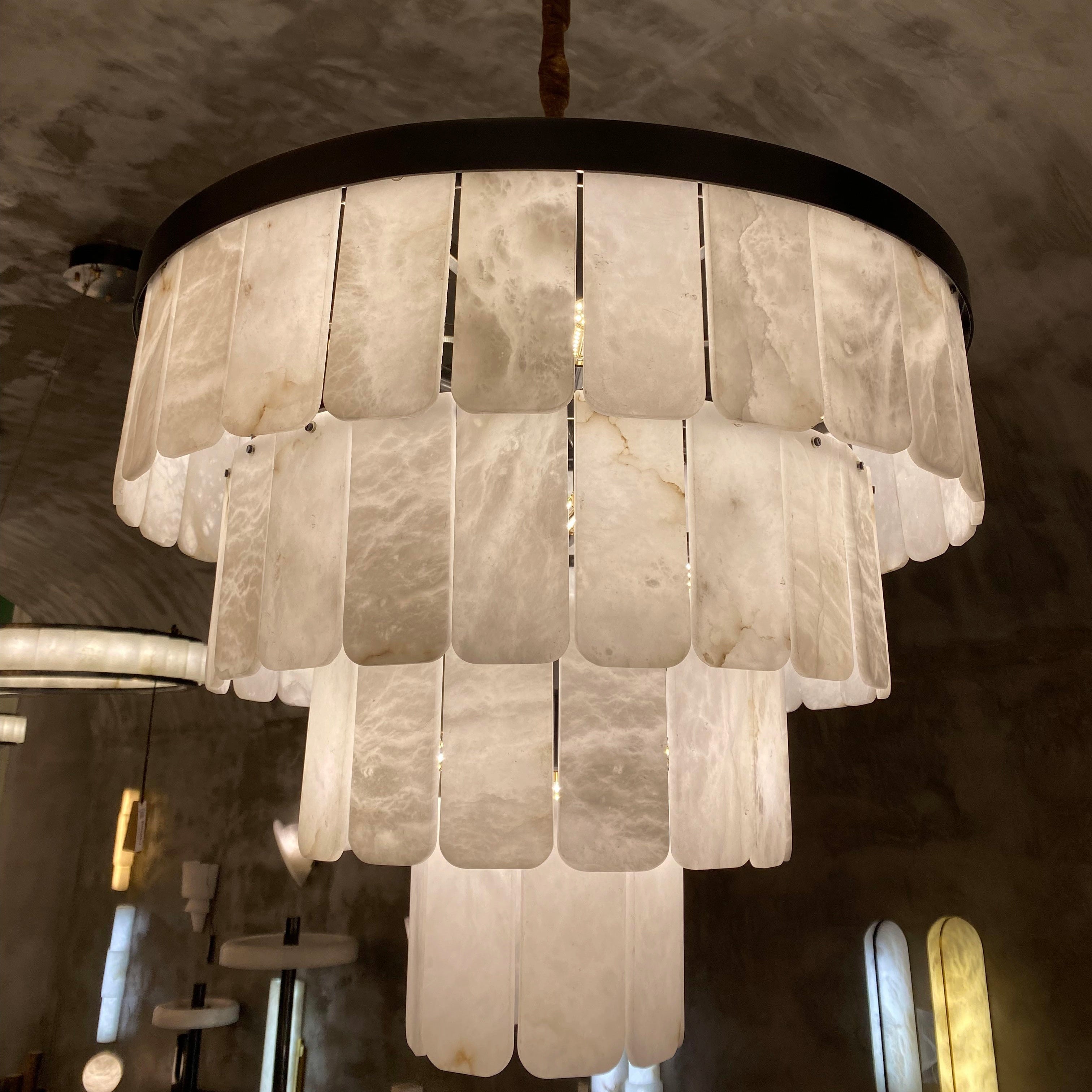 Antizer Modern Tiered Alabaster Chandelier