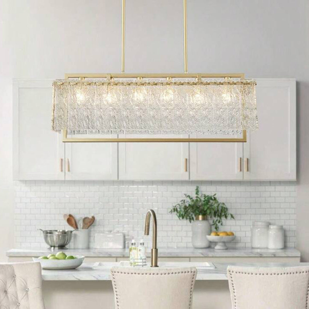 Antizer Textured Glass Linear Chandelier