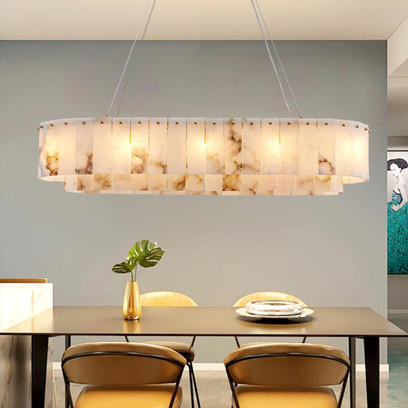 Antizer Modern Oval Linear Alabaster Chandelier