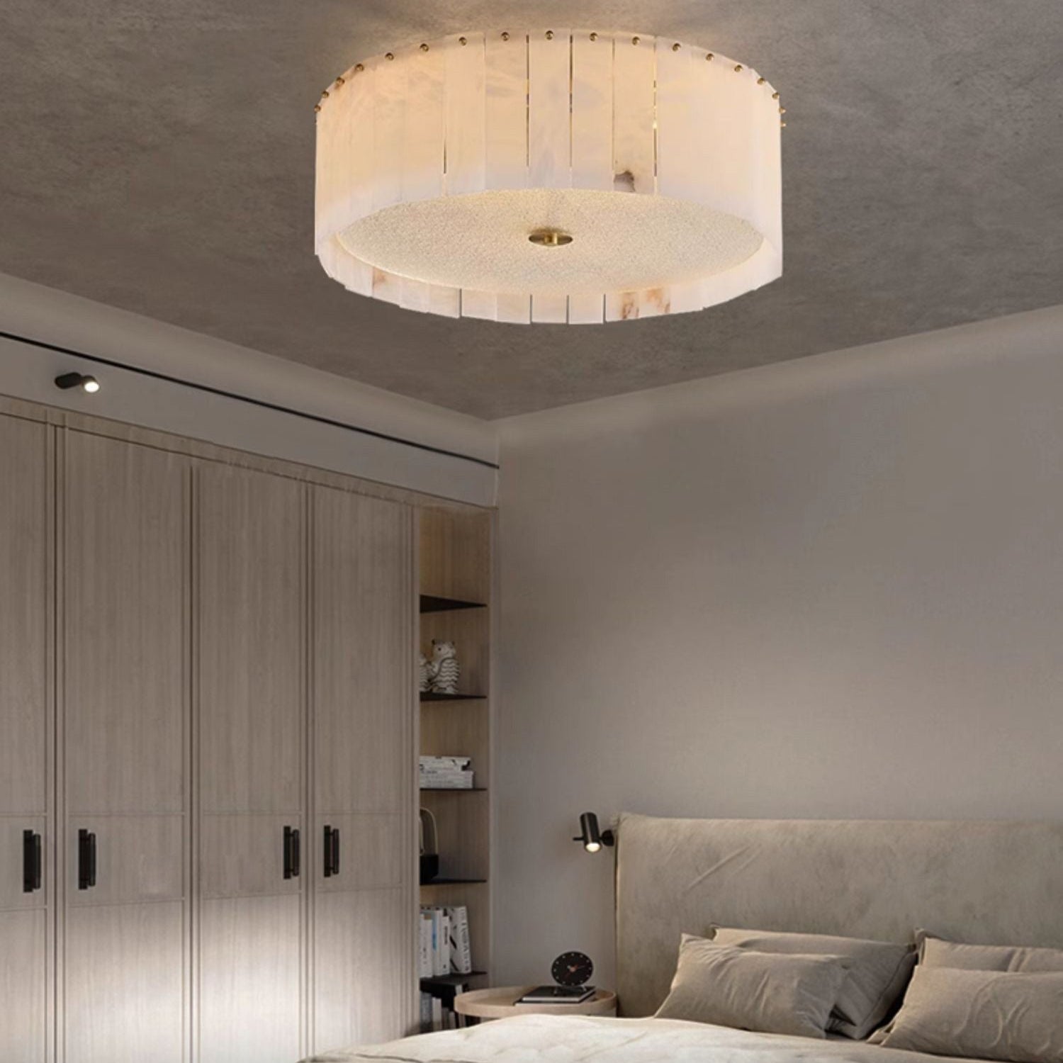 Antizer Modern Drum Alabaster Ceiling Light