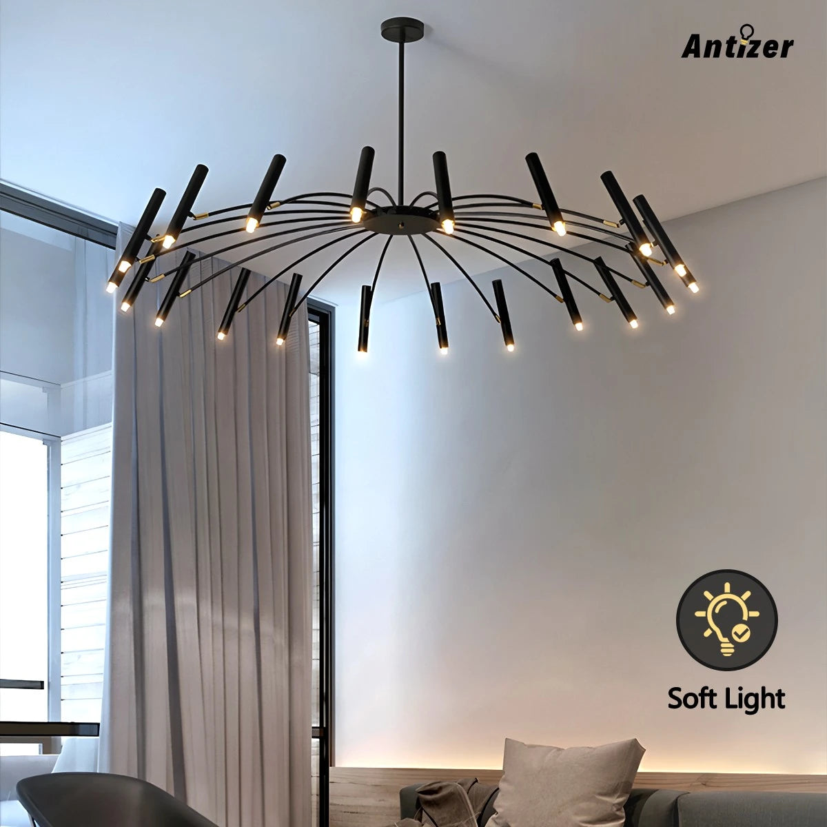 Antizer Modern Adjustable Candelabra Chandelier for Living Room