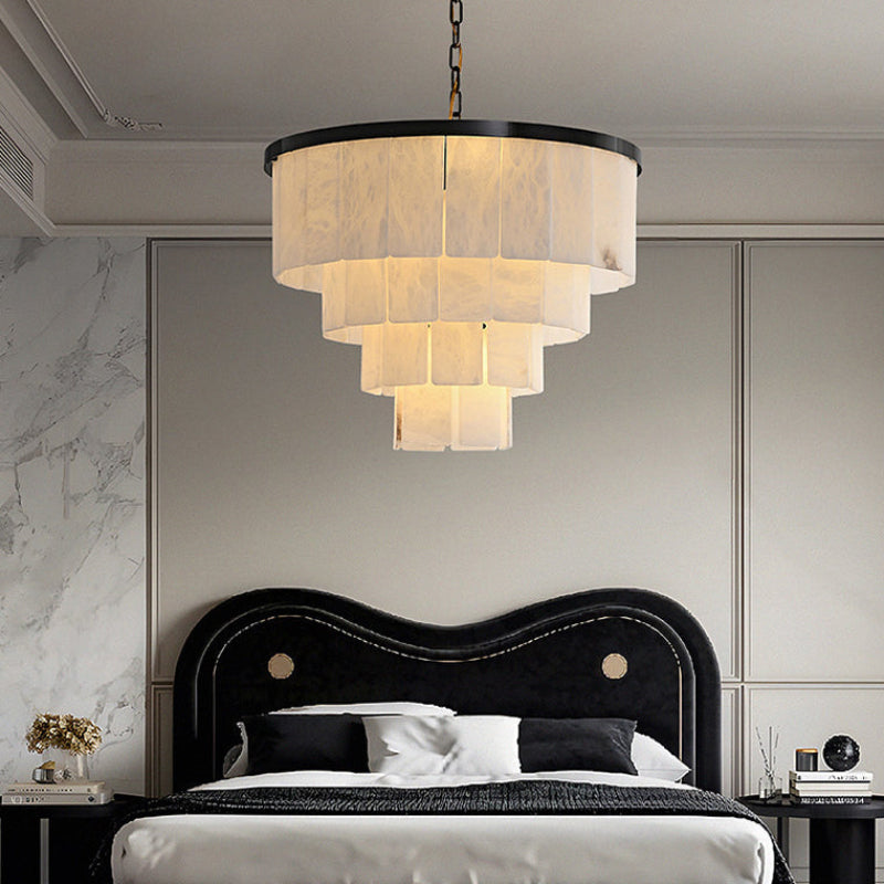 Antizer Modern Tiered Alabaster Chandelier