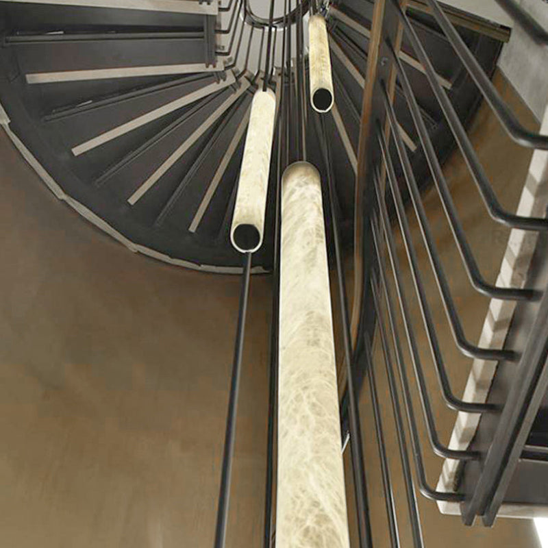 Antizer Modern Alabaster Tube Staircase Chandelier