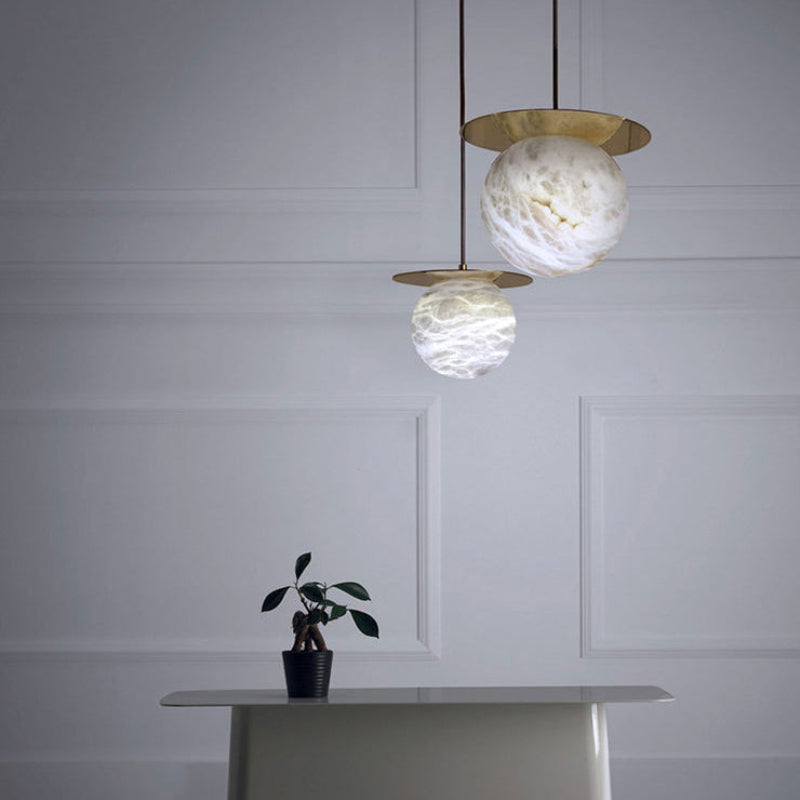 Antizer Alabaster Globe Disc Pendant Light