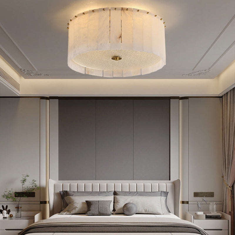 Antizer Modern Drum Alabaster Ceiling Light
