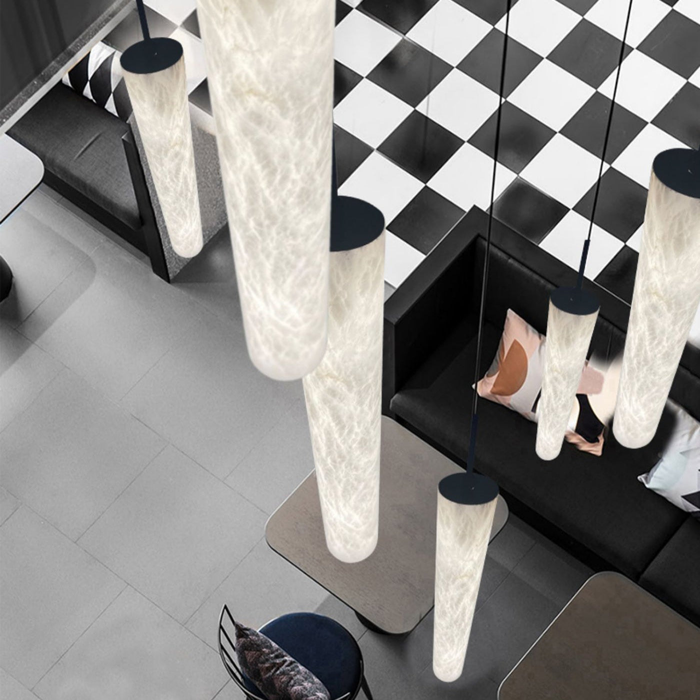 Antizer Minimalist Alabaster Tube Pendant Light