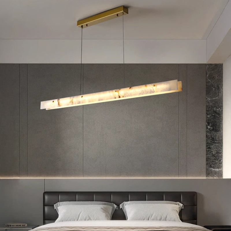 Antizer Modern Minimalist Linear Alabaster Chandelier