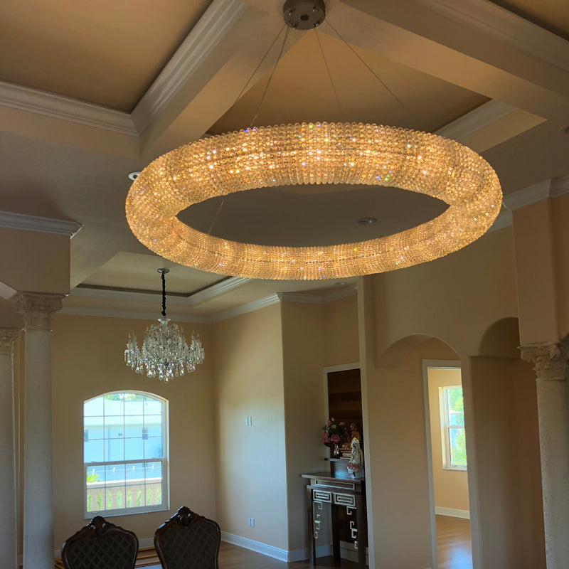 Antizer Luxury Art Halo Crystal Chandelier