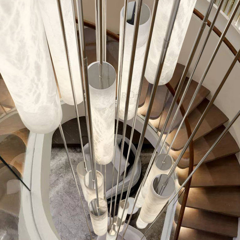 Antizer Modern Alabaster Tube Staircase Chandelier