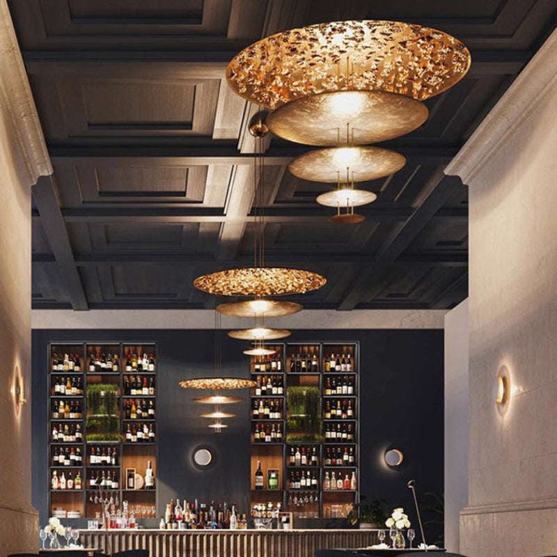 Antizer Gold Tiered Discs Chandelier