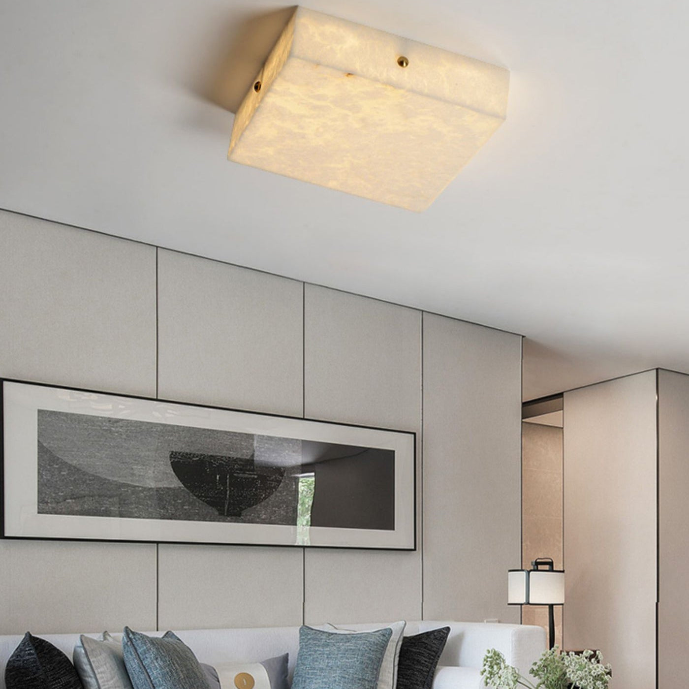 Antizer Minimalist Alabaster Square Ceiling Light