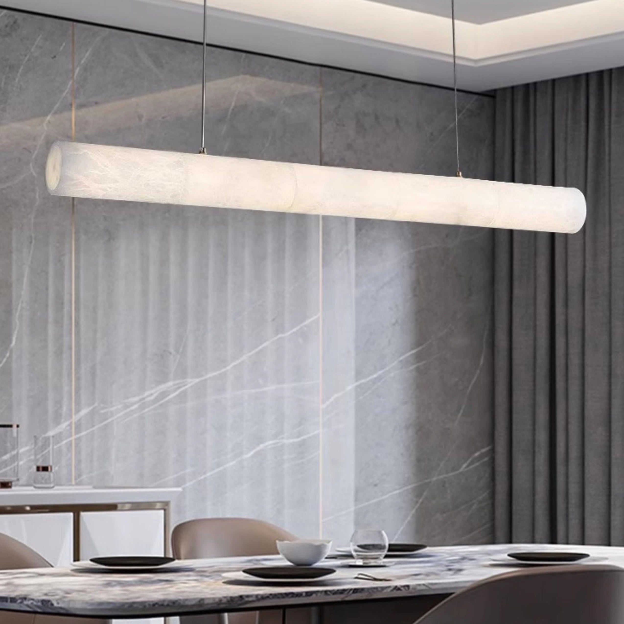 Antizer Minimalist Alabaster Tube Linear Pendant Light
