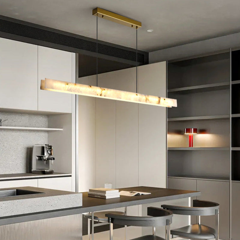 Antizer Modern Minimalist Linear Alabaster Chandelier