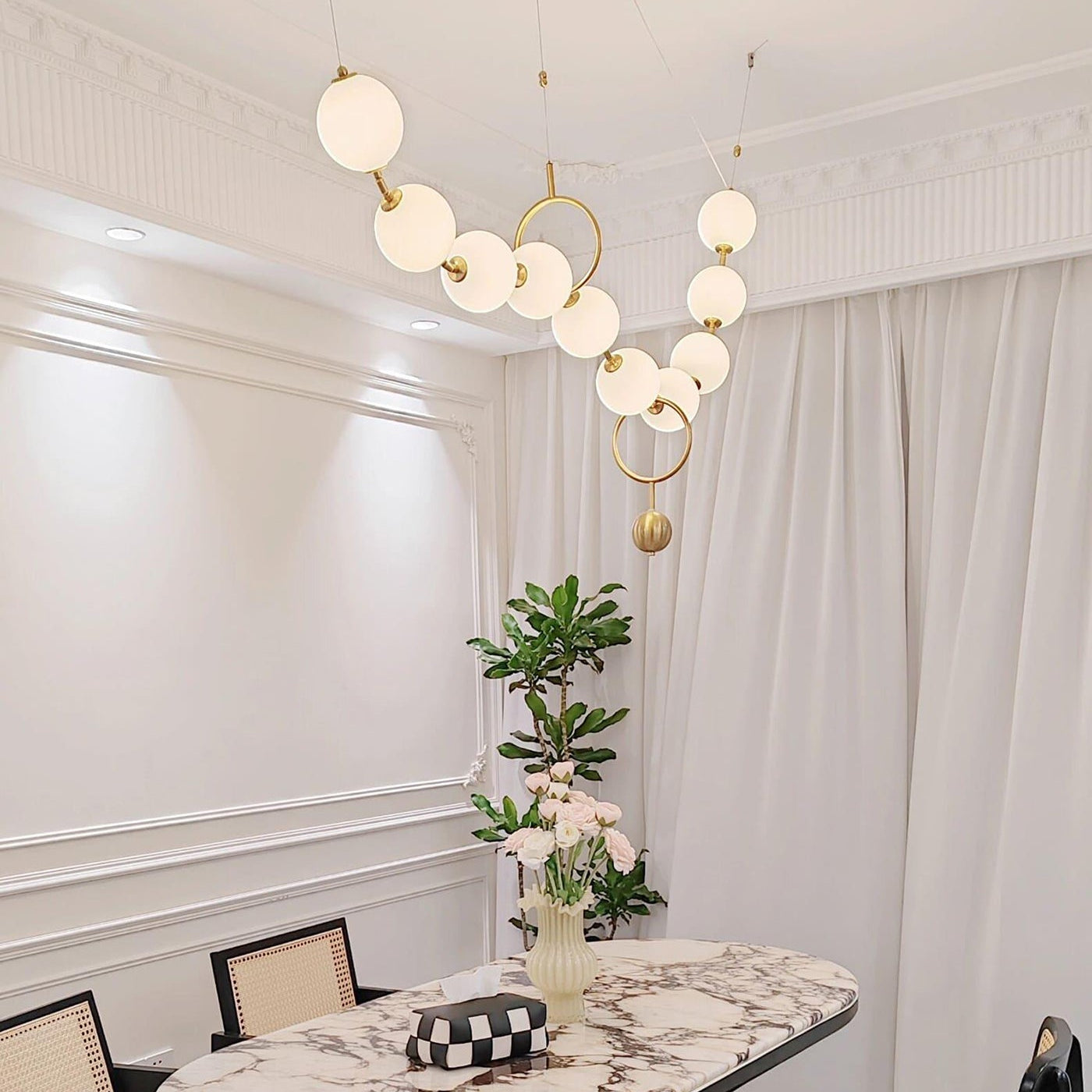 Antizer Art Deco Adjustable Pearl Chandelier