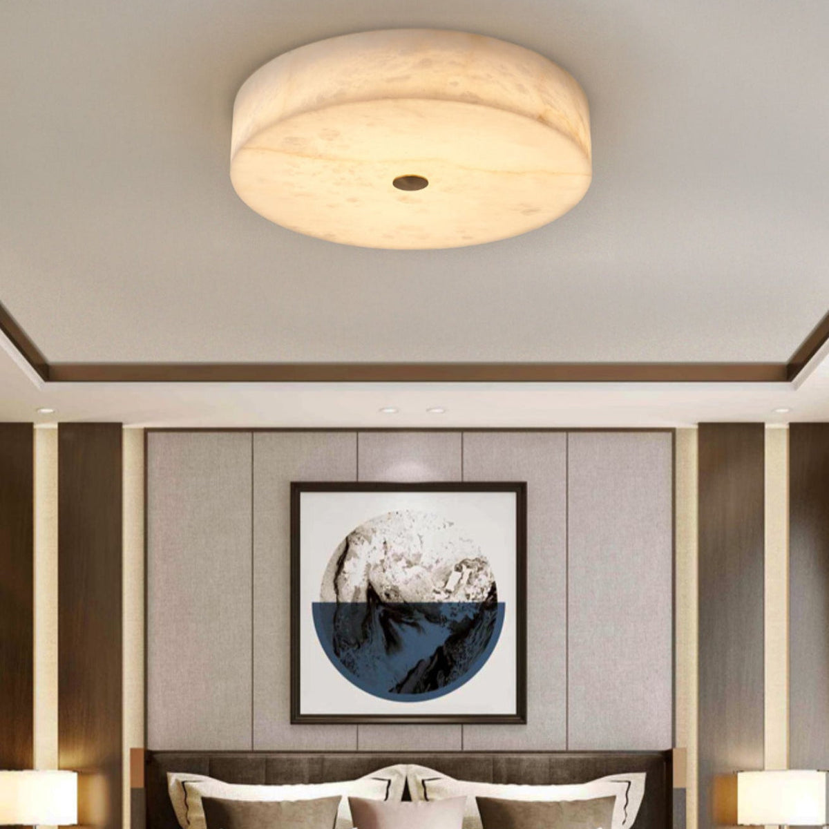 Antizer Modern Round Alabaster Ceiling Light