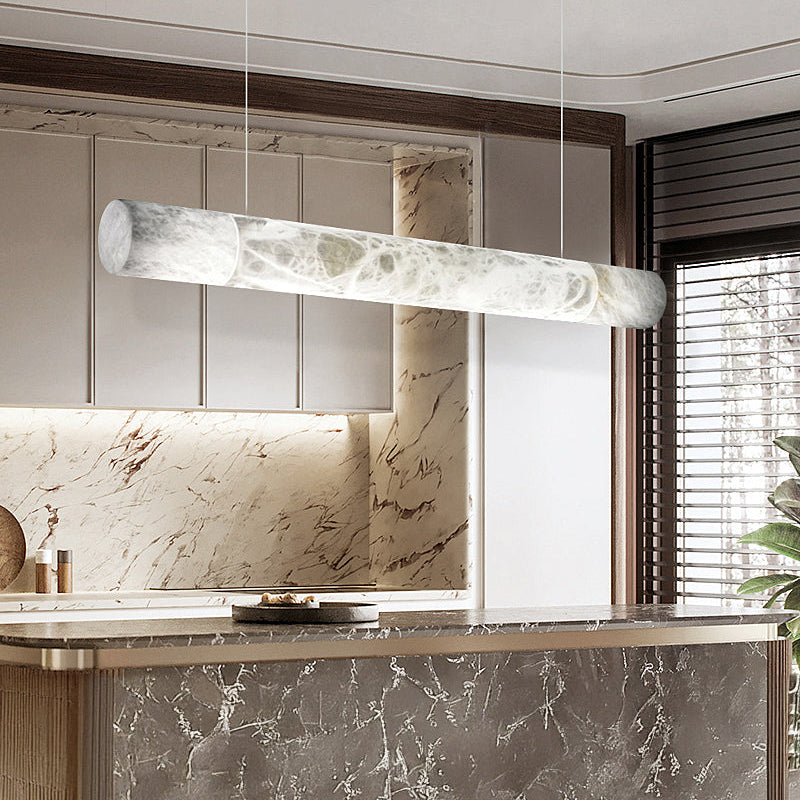 Antizer Minimalist Alabaster Tube Linear Pendant Light