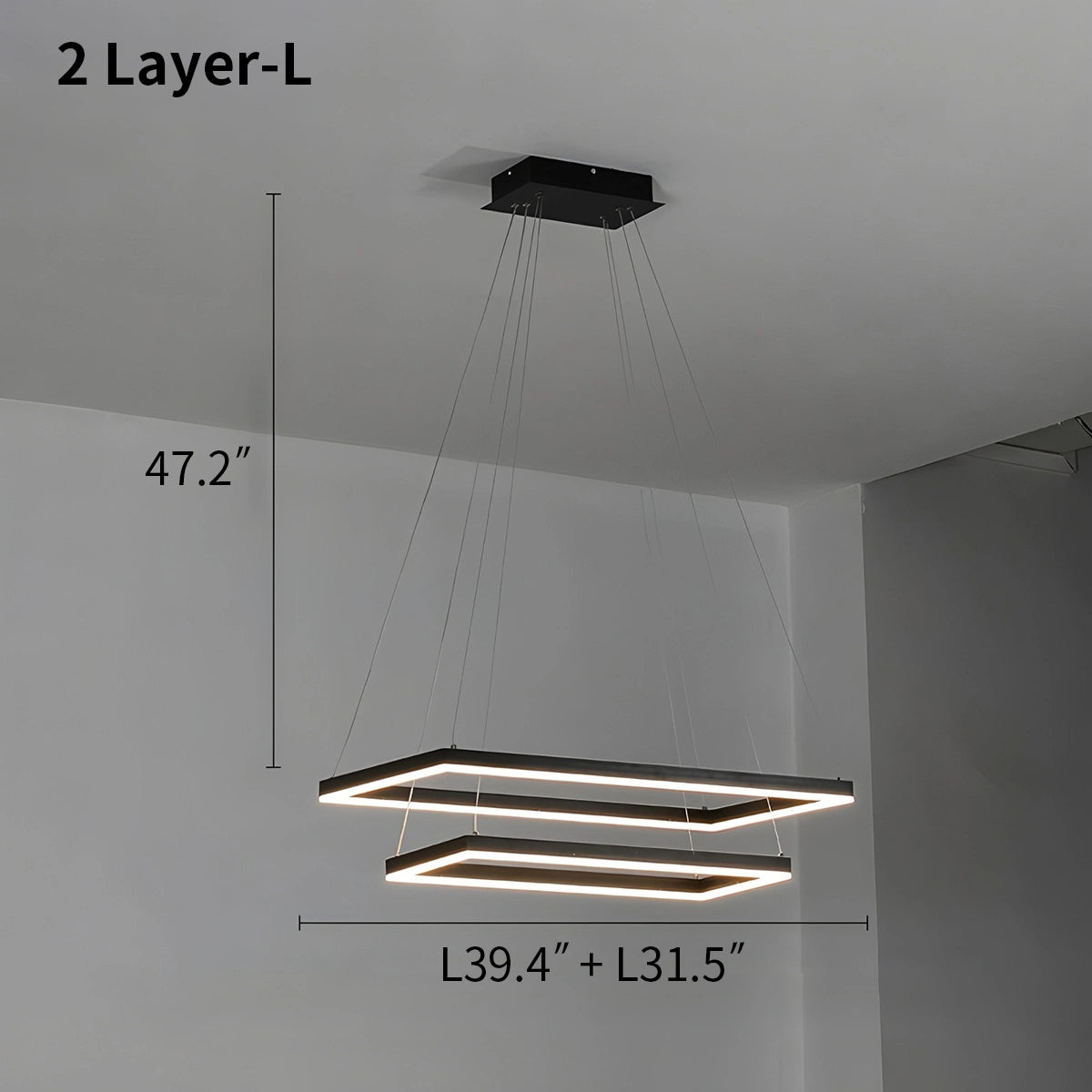 Antizer Modern Black Tiered Rectangular Chandelier