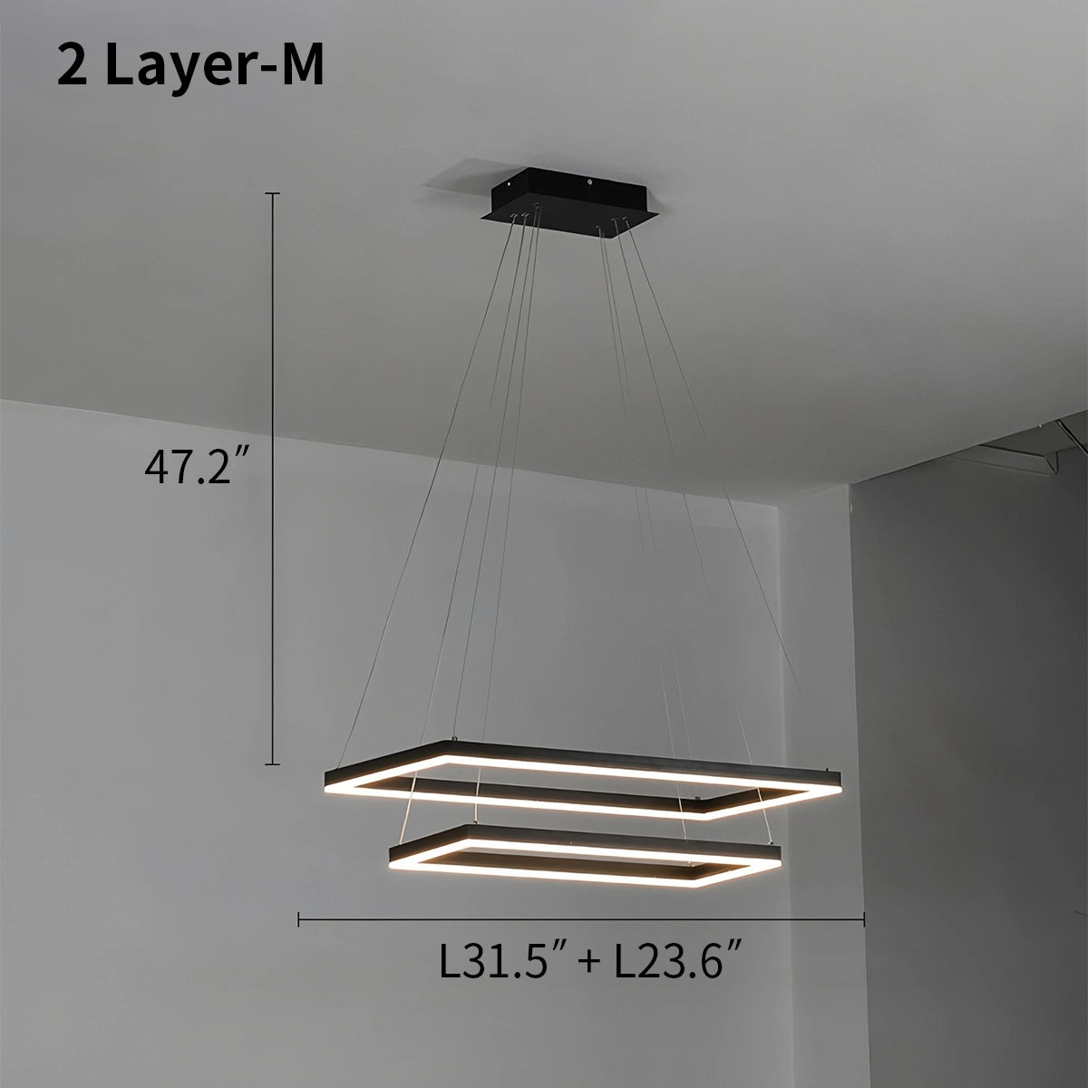 Antizer Modern Black Tiered Rectangular Chandelier