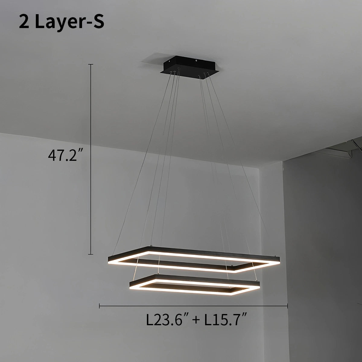 Antizer Modern Black Tiered Rectangular Chandelier