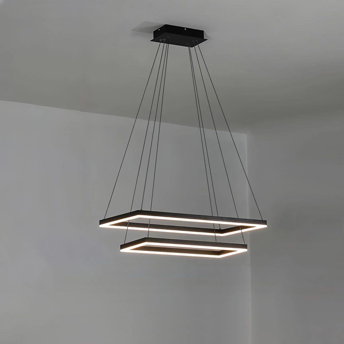 Antizer Modern Black Tiered Rectangular Chandelier