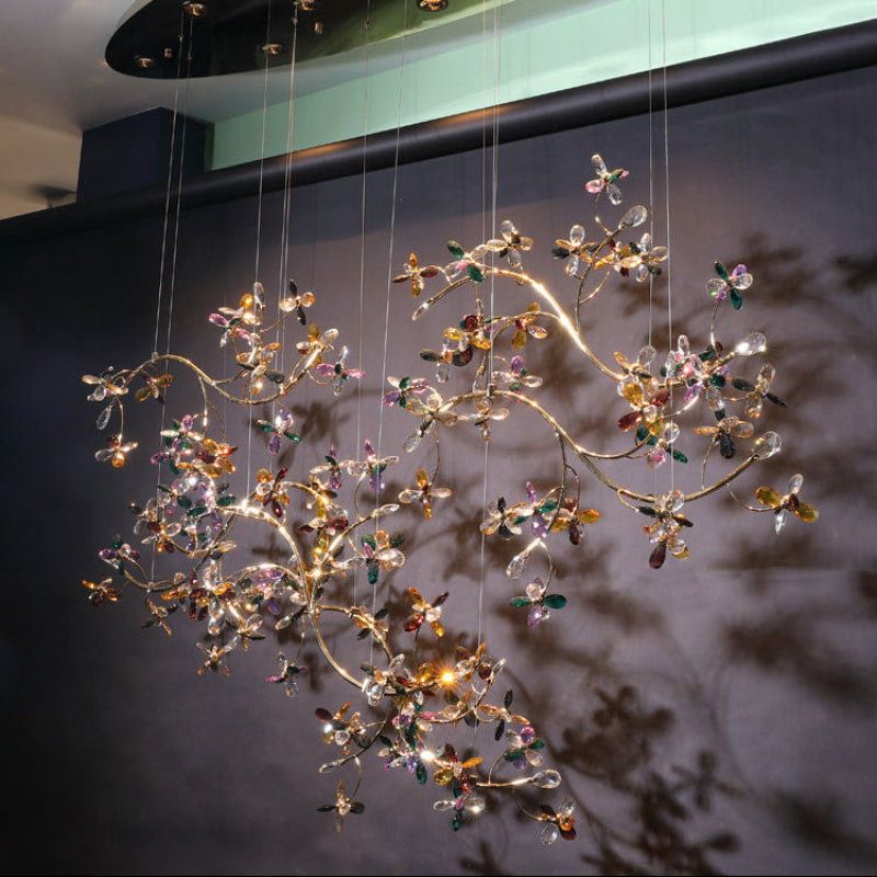 Antizer Art Dec Crystal Flower Branch Chandelier