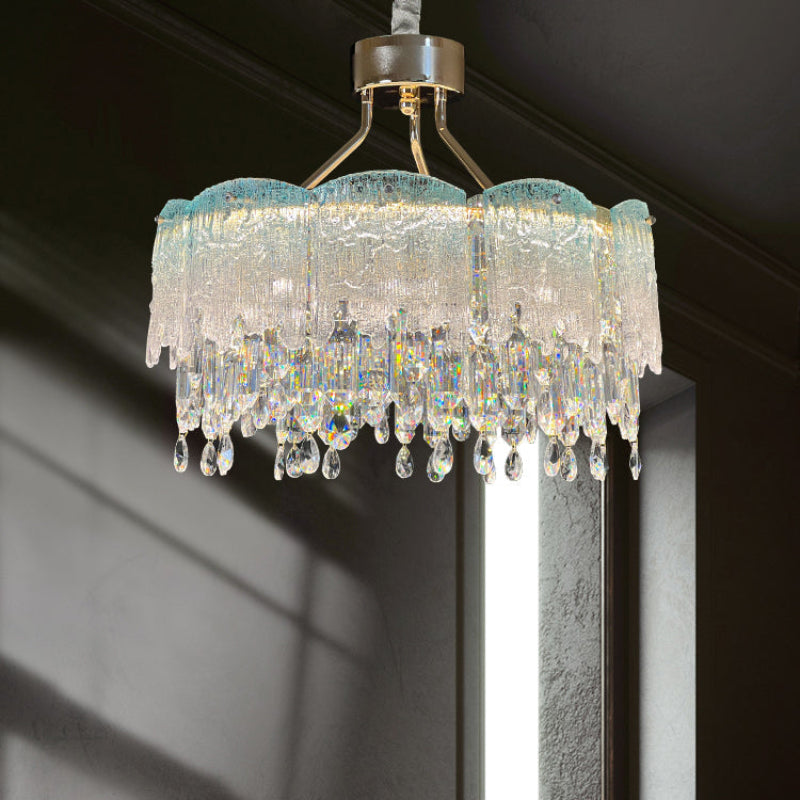 Antizer Art Glass Fringe Crystal Chandelier